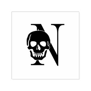 Gothic Skull Over Single Initial Monogram #3 Permastempel