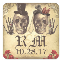Gothic Skull Paar Tag Tote Hochzeitsticker