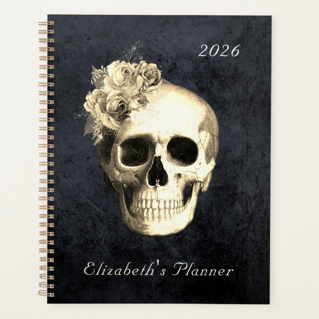 Gothic Skull Personalisiert 2024 Planer (Vorderseite)