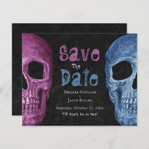 Gothic Skull Pink Blue Budget Save the Date