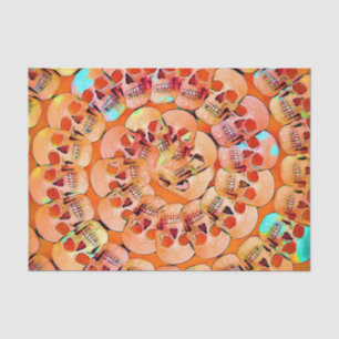 Gothic Skull Pop Art Orange Cool Spiral Pattern Seidenpapier