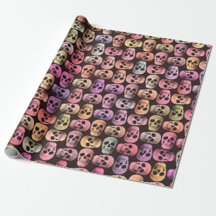 Gothic Skull Pop Art Pink Grün Design Geschenkpapier