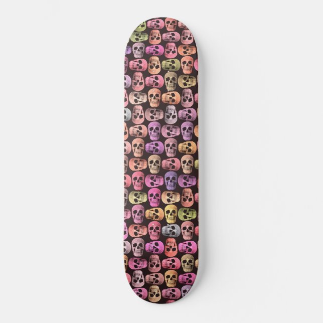 Gothic Skull Pop Kunstvoll gestylter Spaß Skateboard (Vorderseite)