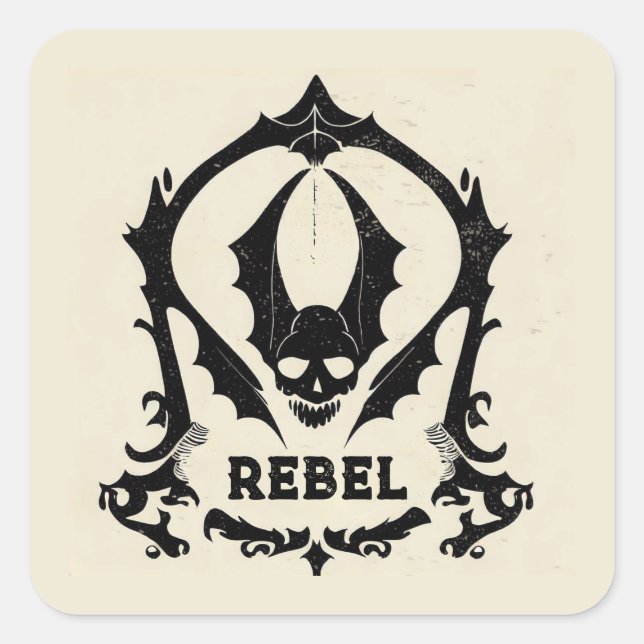 'GOTHIC SKULL' QUADRATISCHER AUFKLEBER (Vorderseite)