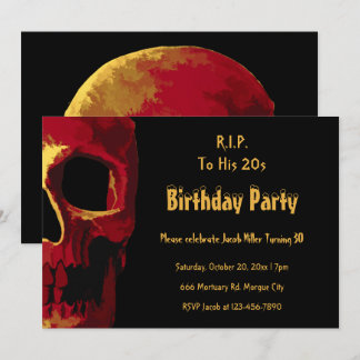 Gothic Skull Red Yellow Geburtstags RIP bis zu sei Einladung