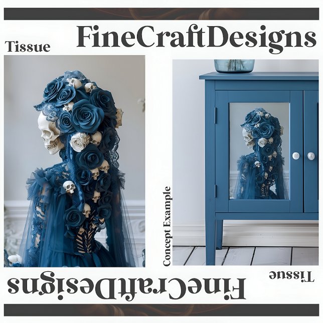 Gothic Skull & Rose Aquamarin Ivory Decoupage Verl Seidenpapier (Von Creator hochgeladen)