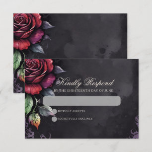 Gothic Skull & Rose Elegante Dunkle Hochzeit RSVP Karte
