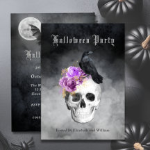 Gothic Skull Rose Halloween-Party Einladung