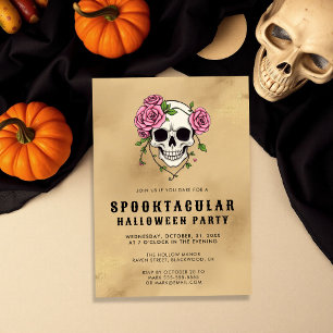 Gothic Skull & Rose Halloween-Party Einladung