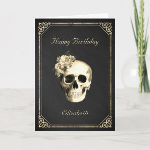 Gothic Skull Rose Personalisiert Geburtstag Karte