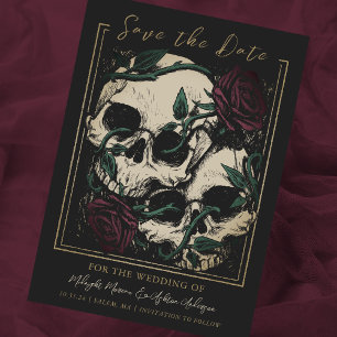 Gothic Skull-Rose Save The Date