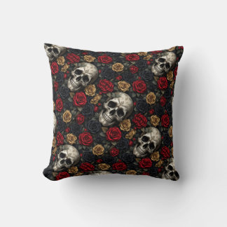 Gothic Skull & Rose Throw Kissen