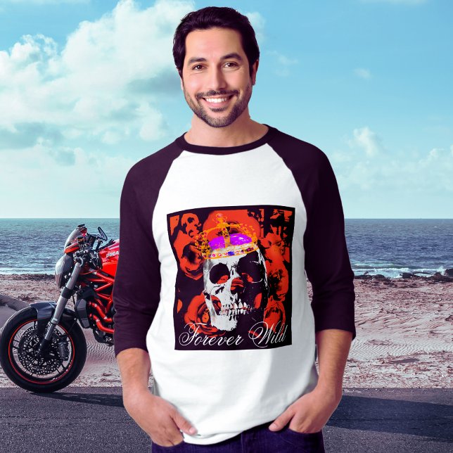 Gothic Skull Rote Rosen Baseball T-Shirt (Von Creator hochgeladen)