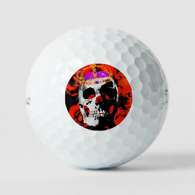 Gothic Skull-Rote Rosen Golfball (Vorderseite)