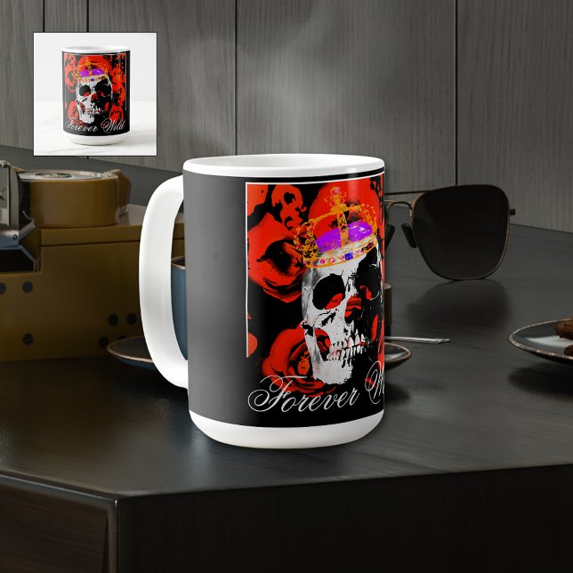 Gothic Skull-Rote Rosen Kaffeekochen Tasse (Von Creator hochgeladen)