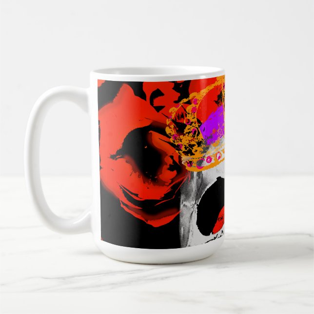 Gothic Skull-Rote Rosen Kaffeetasse (Links)