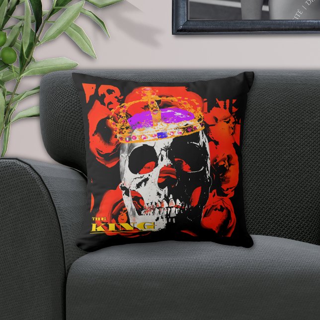 Gothic Skull-Rote Rosen Kissen (Von Creator hochgeladen)