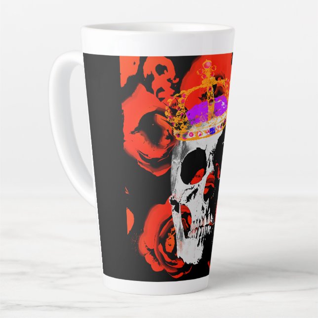 Gothic Skull-Rote Rosen Milchtasse (Linke Ecke)