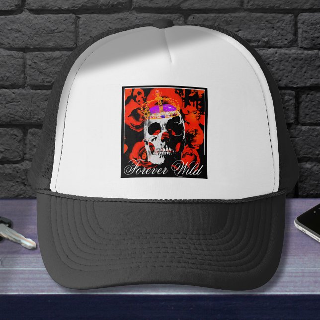 Gothic Skull-Rote Rosen Truckerkappe (Von Creator hochgeladen)