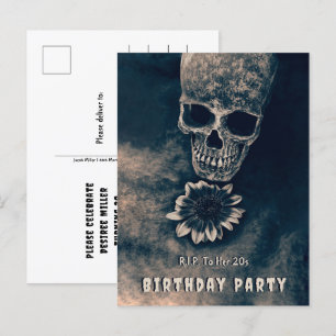 Gothic Skull Sonnenblumen RIP zu ihren 20ern Einladungspostkarte