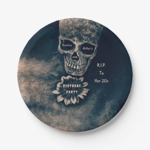 Gothic Skull Sonnenblumen RIP zu ihren 20ern Pappteller
