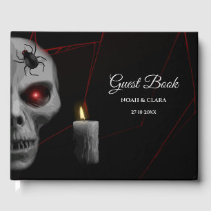 Gothic Skull Spider Candle - Dark Moody Halloween Gästebuch