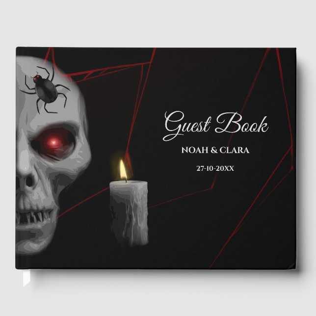 Gothic Skull Spider Candle - Dark Moody Halloween Gästebuch (Vorderseite)