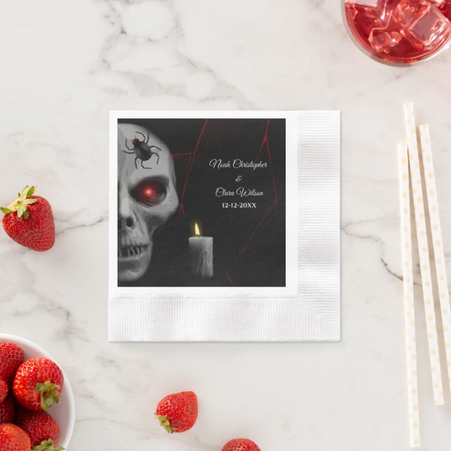 Gothic Skull Spider Candle - Dark Moody Halloween Serviette (Beispiel)