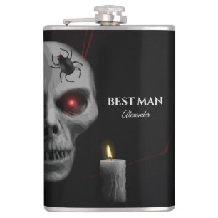 Gothic Skull Spider Candle - Dunkles, graues Hallo Flachmann