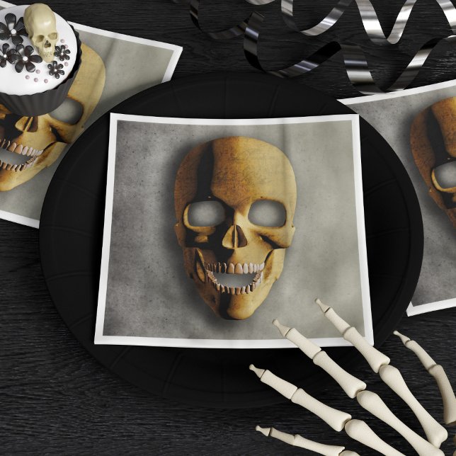Gothic Skull Spooky Skeleton Face Halloween-Party Serviette (Spooky Halloween napkins for your skeleton themed party)