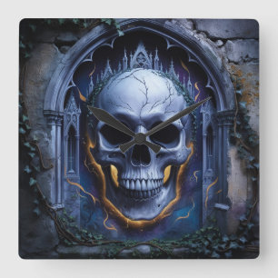 Gothic Skull Symphony Design Clock Quadratische Wanduhr