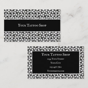 Gothic Skull Tattoo Künstler Schwarz-Weiß-Muster Visitenkarte