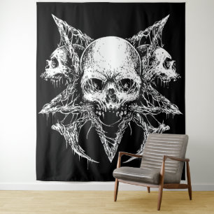 Gothic Skull Trio Wandteppich