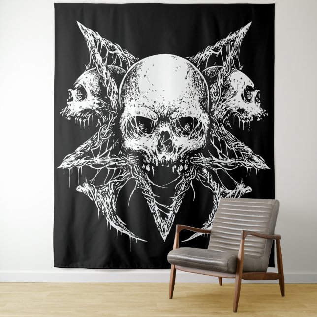 Gothic Skull Trio Wandteppich (Beispiel)