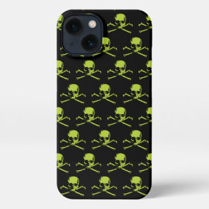 Gothic Skull und Crossbones Muster grün iPhone 13 Hülle