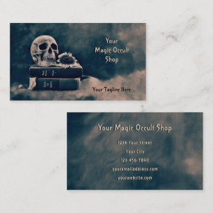 Gothic Skull Vintag Black Gray Alte Magic Books Visitenkarte