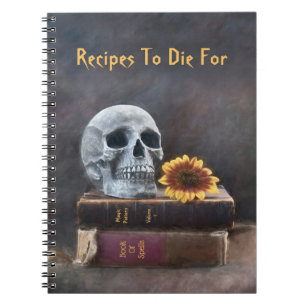 Gothic Skull Vintag Books Gelbe Sonnenblume Rezept Notizblock