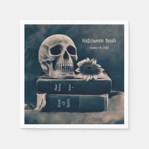 Gothic Skull Vintag Books Macabre Halloween-Party Serviette
