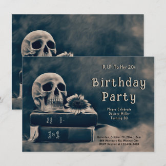 Gothic Skull Vintag Books Macabre RIP zu ihren 20e Einladung