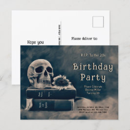 Gothic Skull Vintag Books Macabre RIP zu ihren 20e Einladungspostkarte