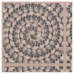 Gothic Skull Vintag Sepia Abstrakten Spiral Muster Stoff