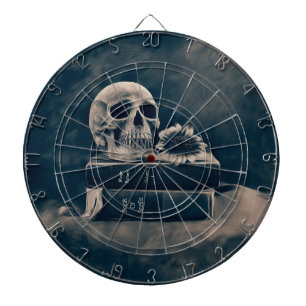Gothic Skull Vintage alte Bücher Cyanotyp Macabre Dartscheibe
