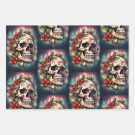 Gothic Skull Weihnachtswrapping Paper Geschenkpapier Set