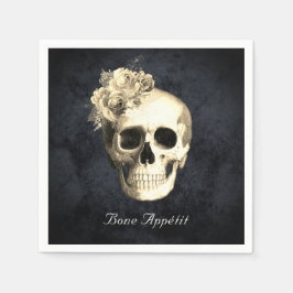 Gothic Skull White Roses Personalisiert Halloween Serviette