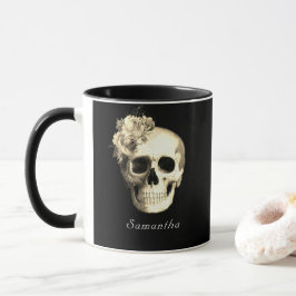 Gothic Skull White Roses Personalisiert Tasse