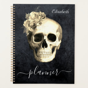 Gothic Skull White Roses Personalisierter Planer