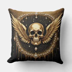 💎 Gothic Skull Wings Logo Für Alternative Geschen Kissen