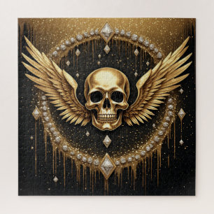 💎 Gothic Skull Wings Logo Für Alternative Geschen Puzzle