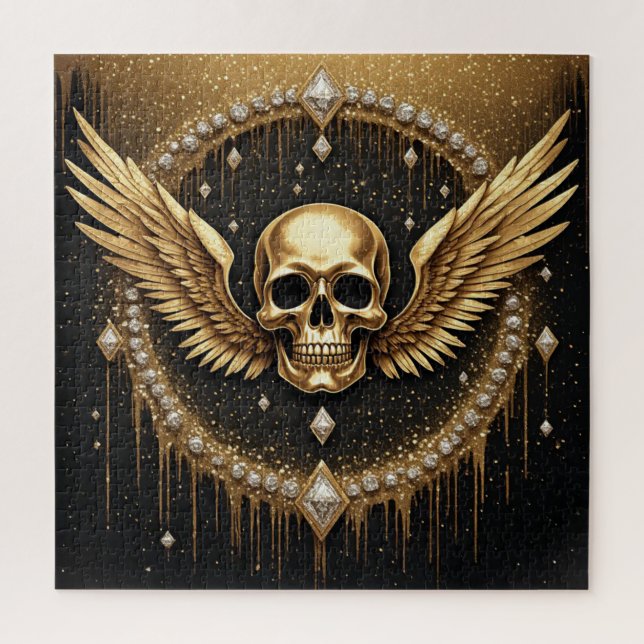 💎 Gothic Skull Wings Logo Für Alternative Geschen Puzzle (Vertikal)