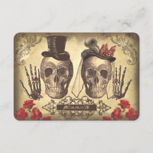 Gothic Skulls Day of the Dead Wedding RSVP cards Karte